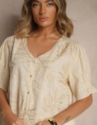 melya by melody Cămașă Bej deschis Ornată cu Broderie și cu Fir Argintiu Wilaravia