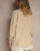 melya by melody Cămașă Bej din In și Bumbac cu Broderie Decorativă Valkio