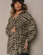 melya by melody Cămașă bej închis Oversize din viscoză cu in Sanalinae
