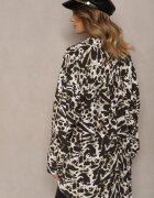 melya by melody Cămașă bej închisă din Viscoză cu In și Model Abstract Emariline