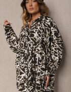 melya by melody Cămașă bej închisă din Viscoză cu In și Model Abstract Emariline