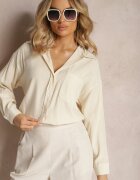melya by melody Cămașă Bejă Elegantă din bumbac cu model clasic în dungi Lervana