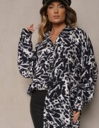 melya by melody Cămașă bleumarin cu viscoză și in cu model abstract Emariline