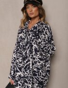 melya by melody Cămașă bleumarin cu viscoză și in cu model abstract Emariline
