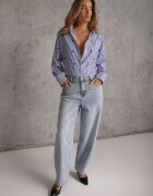 melya by melody Cămașă bleumarin din bumbac decorată cu model cu dungi subțiri și inimioare Vatille