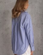 melya by melody Cămașă clasică din bumbac cu croială dreaptă și broderie decorativă Hermora Albastră