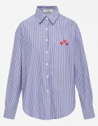 melya by melody Cămașă clasică din bumbac cu croială dreaptă și broderie decorativă Hermora Albastră