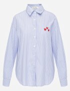 melya by melody Cămașă clasică din bumbac cu croială dreaptă și broderie decorativă Hermora Albastru deschis