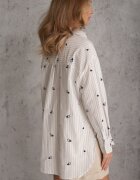 melya by melody Cămașă de vară din bumbac croi oversize decorată cu model brodat Harmomela Albastră