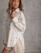 melya by melody Cămașă de vară din bumbac croi oversize decorată cu model brodat Harmomela Albastră