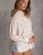 melya by melody Cămașă de vară din bumbac croi oversize decorată cu model brodat Harmomela Bej