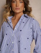melya by melody Cămașă Granat din Bumbac cu Dungi cu Inimi Brodate Aleriesa