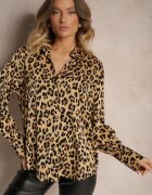 melya by melody Cămașă Maro de bumbac cu imprimeu leopard Mianirae