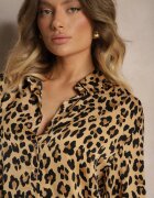 melya by melody Cămașă Maro de bumbac cu imprimeu leopard Mianirae