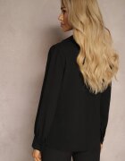 melya by melody Cămașă Neagră cu Inserții Dantelate Elegante Meristas