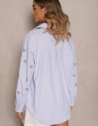 melya by melody Cămașă Oversize albastru-marin cu dungi brodată cu inimioare Nitavela