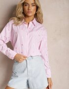 melya by melody Cămașă Roz din Bumbac Decorată cu un Model cu Dungi Subțiri și Inimioare Vatille