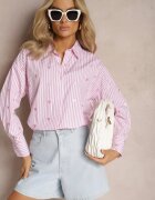 melya by melody Cămașă Roz din Bumbac Decorată cu un Model cu Dungi Subțiri și Inimioare Vatille