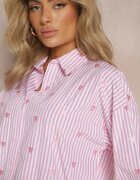 melya by melody Cămașă Roz din Bumbac Decorată cu un Model cu Dungi Subțiri și Inimioare Vatille