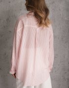melya by melody Cămașă Roz Oversize din Tencel în Dungi cu Model Brodat Tidore