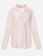 melya by melody Cămașă Roz Oversize din Tencel în Dungi cu Model Brodat Tidore