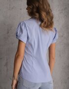 melya by melody Cămașă Simplă Albastru deschis cu Mâneci Scurte și Guler Hollitta