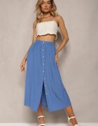 melya by melody Fustă Cloș Albastră Maxi cu Elastic în Talie și cu Buzunare Kendrani