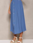 melya by melody Fustă Cloș Albastră Maxi cu Elastic în Talie și cu Buzunare Kendrani