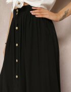 melya by melody Fustă Maxi Cloș Neagră cu elastic în talie și buzunare Kendrani