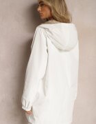 melya by melody Geacă Albă Metalică Reversibilă cu Glugă Amsera