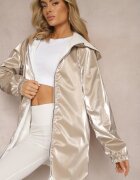 melya by melody Geacă Albă Metalică Reversibilă cu Glugă Amsera