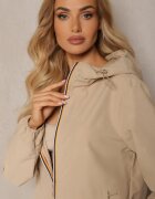 melya by melody Geacă Bej Lungă de Vânt cu Glugă Nedetașabilă Liodesa