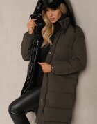 melya by melody Geacă de iarnă reversibilă negru-verde cu matlasare și glugă Valrinna