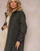 melya by melody Geacă lungă de vânt verde închis cu glugă nedetașabilă Liodesa
