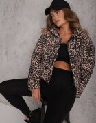 melya by melody Geacă Maro cu imprimeu leopard Matlasată Scurtă cu elastic Ivilda