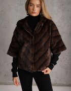 melya by melody Geacă Maro de Blană Croi Oversize Cu Glugă și Mâneci 3/4 Titene