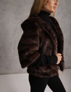 melya by melody Geacă Maro de Blană Croi Oversize Cu Glugă și Mâneci 3/4 Titene