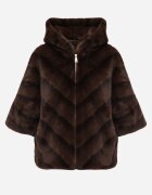melya by melody Geacă Maro de Blană Croi Oversize Cu Glugă și Mâneci 3/4 Titene