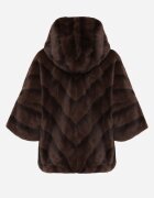 melya by melody Geacă Maro de Blană Croi Oversize Cu Glugă și Mâneci 3/4 Titene
