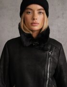 melya by melody Geacă Neagră Biker cu Blană Decorativă și Curea cu Cataramă Emaro