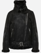 melya by melody Geacă Neagră Biker cu Blană Decorativă și Curea cu Cataramă Emaro
