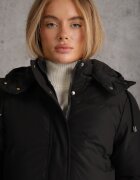 melya by melody Geacă Neagră cu matlasare clasică și cu glugă detașabilă Thessari