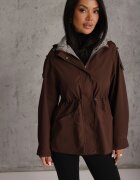melya by melody Geacă Parka de tranziție cu glugă decorată cu model în carouri Isadorina Maro
