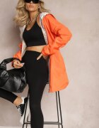melya by melody Geacă portocalie metalică reversibilă cu glugă Amsera