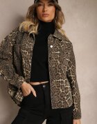 melya by melody Geacă tip cămașă de blugi Maro Leopard Cesira