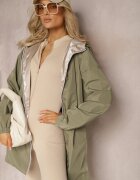 melya by melody Geacă Verde închis Metalică Reversibilă cu Glugă Amsera