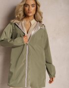 melya by melody Geacă Verde închis Metalică Reversibilă cu Glugă Amsera
