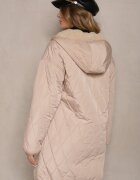 melya by melody Jachetă bej matlasată reversibilă cu blană și glugă Emalira