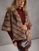 melya by melody Jachetă de blană bej cu croi oversize cu glugă și mâneci 3/4 Titene