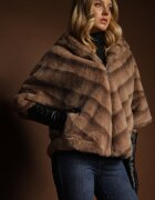 melya by melody Jachetă de blană bej cu croi oversize cu glugă și mâneci 3/4 Titene